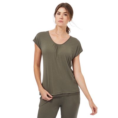 Nine by Savannah Miller Olive green super-soft jersey pyjama top